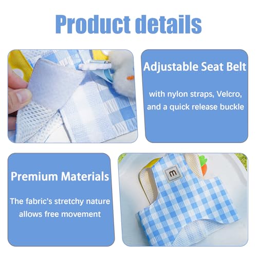 Dog Harness and Leash Set with Hat,No Pull Soft Mesh Pet Harness for Small Dog and Cat,Adjustable Step in Puppy Vest Harness,Cute Pet Clothes,Blue,3 Pcs Set