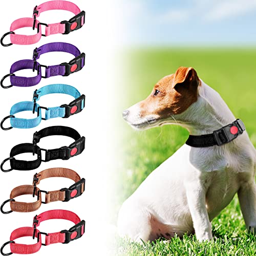 6 Pcs Multicolor Nylon Martingale Dog Collar Adjustable Martingale Collar with Buckle Small Training Collar for Dogs Puppy Collar for Dogs Puppy Training