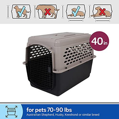 Petmate Vari Dog Kennel - Portable Dog Carriers & Crates for Large Dogs, Airline-Friendly, Durable Plastic, Pet Carrier For Home and Travel, 40 Inches, Taupe and Black - size: 40"L x 27"W x 30"H