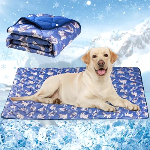 Langsprit Dog Cooling Mat, Washable Dogs Cats Pet Non-Toxic Cooling Pads Summer Sleeping Kennel Mats，Pet Self Cool Ice Blanket for Indoor & Outdoor Dog Beach Essentials Large - color: Dog, size: Large(40*55)