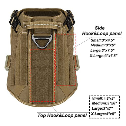 ICEFANG Tactical Dog Harness, Medium Size,2X Metal Buckle,Working Dog MOLLE Vest with Handle,No Pulling Front Leash Clip,Hook and Loop Panel (Brown,M (Pack of 1)) - color: Brown, size: Medium (Pack of 1)