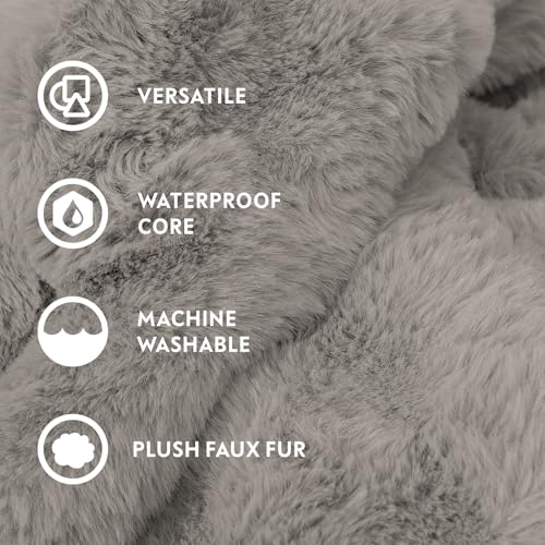 Paw Inspired Waterproof Dog Blanket, Soft Faux Fur Throw with Fur-Resistant Fleece, Washable Pet Blanket, Waterproof Protection for Couch, Bed, Furniture, Crate, Car (60x50, Gray) - color: Gray, size: 60x50"