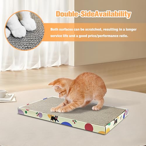 Cat Scratching Boards, 1 Pack Cat Scratch Pad With Box, Double-Sided Reversable Long Lasting Corrugate Scratchers, Refillable Scratch Pad, Cardboard Cat Scratcher for Small Medium Cat Kitten (17”x10”)