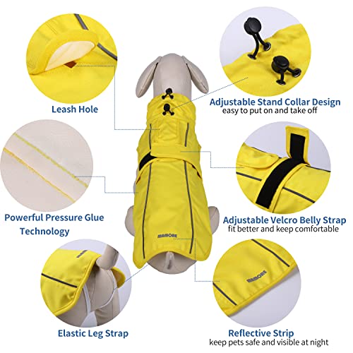 Waterproof Dog Raincoat with Reflective Strip, Adjustable Breathable Rain Coat Jacket with Leash Hole for Dogs (Khaki, Medium) - color: Khaki, size: Medium