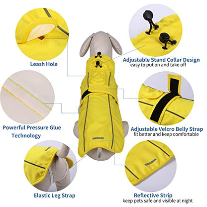 Waterproof Dog Raincoat with Reflective Strip, Adjustable Breathable Rain Coat Jacket with Leash Hole for Dogs (Pink, Medium) - color: Pink, size: Medium