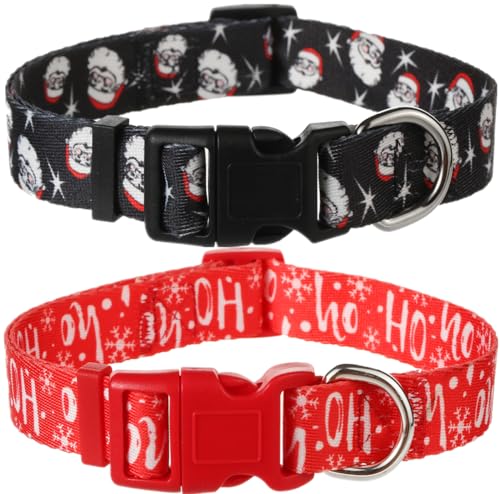 Christmas Dog Collars for Large Dogs, Quick Release Cute Xmas Dog Collar - color: Christmas, size: L