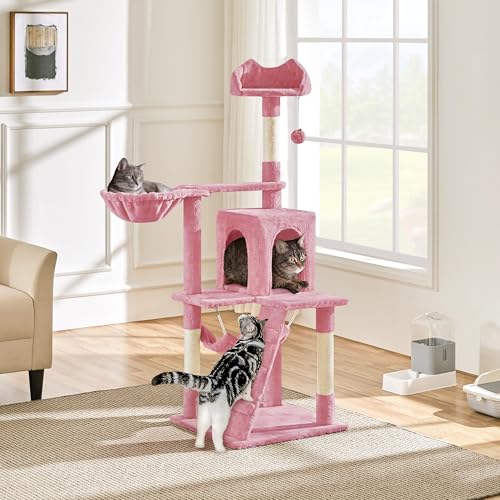 Yaheetech Cat Tree Tower for Indoor Kitten, Multi-Level Cat Towers Condo with Scratching Posts & Tunnel, Pet Furniture - color: Pink
