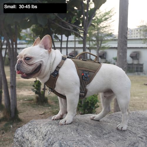 ICEFANG GN8 Tactical Dog Harness with 4X Metal Buckles for Small Sized Dogs,Reflective in Training Walking K9 Vest,No-Pull Front Leash Clip,Adjustable Pet Harness (Brown, Small (Pack of 1)) - color: Brown, size: Small (Pack of 1)