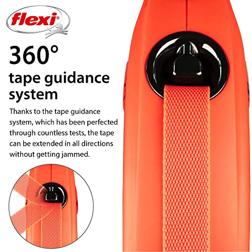 FLEXI Xtreme Tape Retractable Dog Leash for Large Dogs Upto 121 lbs. – 26 ft., Orange/Black | Tangle Free Pet Walking Leash with One-Handed Brake, Pause, Lock | German Quality Product