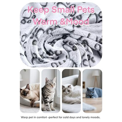 Clairooo Cat Blankets for Small Cats, 3 Pack Kitten Blanket Cute Paw Print Pet Blanket for Cat, Kitten, Miniature Puppy, 24 x 16 inches (Pink) - color: Pink