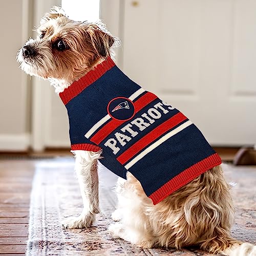 NFL New England Patriots Dog Sweater, Size Small. Warm and Cozy Knit Pet Sweater with NFL Team Logo, Best Puppy Sweater for Large and Small Dogs - color: New England Patriots, size: Small