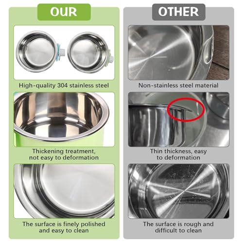 kathson Crate Dog Bowl, Removable Stainless Steel Hanging Pet Kennel Cage Bowl Food & Water Feeder Coop Cup for Puppy, Cat, Rabbit, Guinea Pigs Ferret Bird (2 PCS, Size: M, Blue and Green) - color: Size: M (Blue, Green), size: 2 PCS