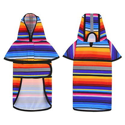HDE Dog Raincoat Jacket Reflective Adjustable Hooded Pet Poncho Rain Coat with Leash Hole for Small to X-Large Dogs Baja Stripes - S - color: Baja Stripes, size: Small