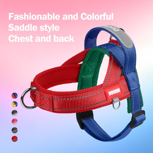 Dog Harness,No Pull Dog Harness, Adjustable Soft Harness with Breathable Mesh Padded, Reflective Lightweight Harness for Extra Small Medium Dogs Pink-L - color: Pink, size: L