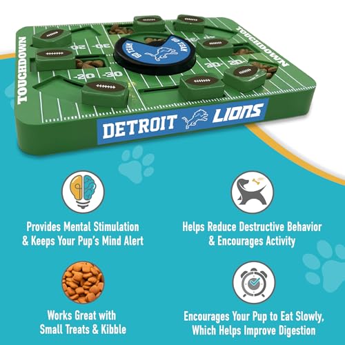 Pets First NFL Detroit Lions Large Puzzle Toy, Dog Puzzle Treat Toy, New Large Size, Interactive Dog Treat Toy, Dog Slow Feeding Toy - color: DETROIT LIONS, size: Large