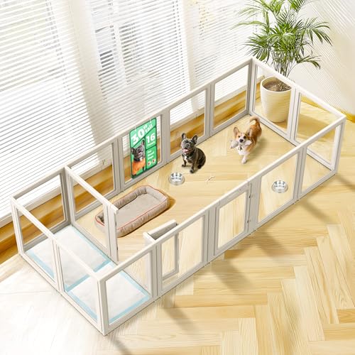 FXW AuraSpace Acrylic Indoor Dog Playpen for Small and Medium Dogs, 30 Inch, 16 Panels, White - color: White, size: 30"H