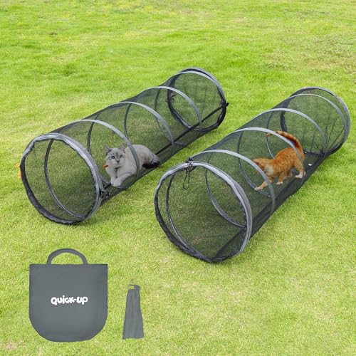 Cat Furniture for Indoor and Outdoor Playpen Portable Cat Tunnels, Kennel Enclosure,Portable Catio for Indoor Cats, Dogs & Small Animals,Easy Connected with Tents or Cubes,2 Packs - size: 2 pcs grey tunnels