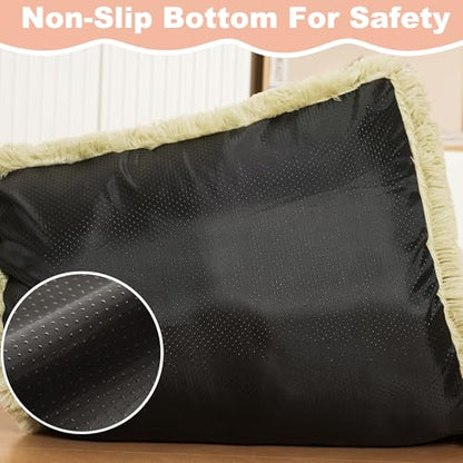 Bedfolks Waterproof Crate Bed, Plush Dog & Cat Kennel Pad with Removable Cover, Faux Fur, Washable, 17"x12", Sage Green - color: Sage Green, size: XX-Small(17x12'')