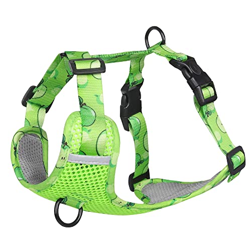 Dog Breathable Harness for Summer, No Pull Adjustable D-Ring Reflective Harness Webbing Walking Harness for Small Meduim Large Dogs(Green,S) - color: Green, size: S