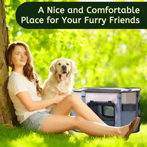 Dog Playpen Portable Cat Dog Playpen for Indoor & Outdoor Foldable Kennel Tent Crate,Water-Resistant Breathable Shade Cover, Dog Crate for Small Animals with Carrying Case - size: S(29" x 22" x 16")