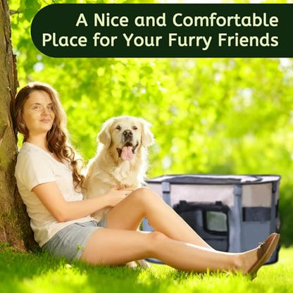 Dog Playpen Portable Cat Dog Playpen for Indoor & Outdoor Foldable Kennel Tent Crate,Water-Resistant Breathable Shade Cover, Dog Crate for Small Animals with Carrying Case - size: S(29" x 22" x 16")