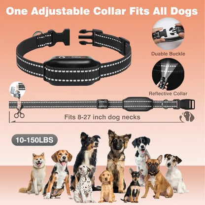 No Shock Dog Training Collar with Remote 3300ft Range, Humane Vibrating Dog Collar, 3 Modes Ultrasonic, Beep, Vibration for Small Medium Large Dogs - Security Lock & No Prongs - color: Black
