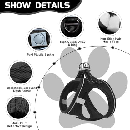 Soft Mesh Dog Harness and Leash Set, No Pull Puppy Harness and Leash Set, Reflective Step in Harness for Small Medium Dogs, Easy Walk Escape Proof Vest Harnesses (Black, M) - color: Black, size: M