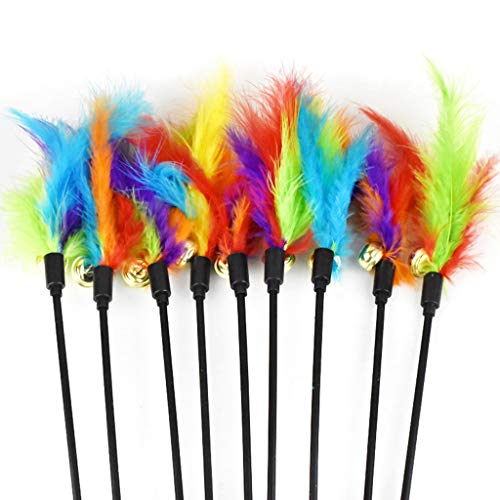 Tebatu Cat Stick Catcher, with Bell Colorful Wand Pet Interactive Toy Dimension: app.41cm/16.14in