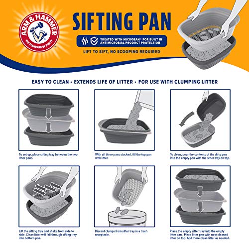 Arm & Hammer Large Sifting Litter Box Scoop Free Cat Litter Tray with Microban, Made in USA - style: Sifting