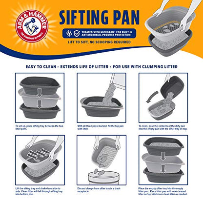 Arm & Hammer Large Sifting Litter Box Scoop Free Cat Litter Tray with Microban, Made in USA - style: Sifting