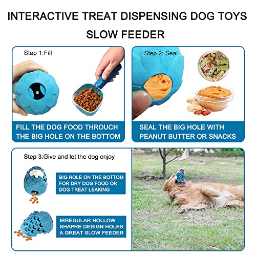 Aggressive Chewer Dog Toys: Indestructible Dragon Egg Treat Dispensing Toy - color: Blue white
