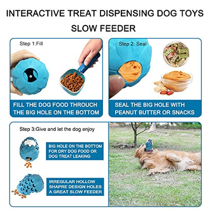 Aggressive Chewer Dog Toys: Indestructible Dragon Egg Treat Dispensing Toy - color: Blue white