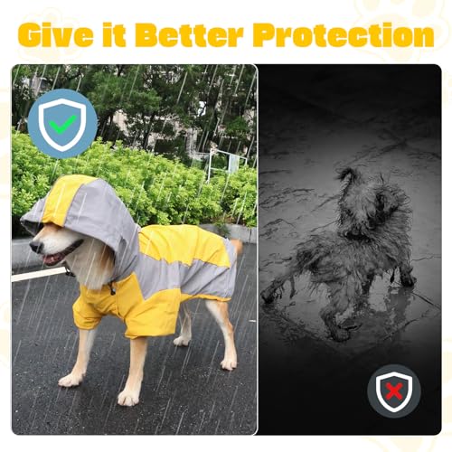 Dog Raincoat, Water Resistant, Adjustable, Cool Design (Yellow, X-Large) - color: Yellow, size: X-Large
