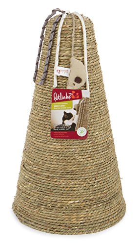 Petlinks Claw Cone Seagrass Cat Scratcher, Catnip Included - Tan, One Size - color: Claw Cone