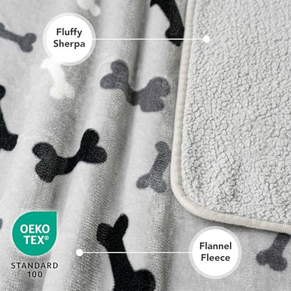 PETAMI Sherpa Fleece Waterproof CAT and Dog Blanket, Bone Gray, Small - color: Bone Gray, size: Small (24x32)