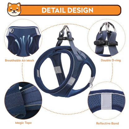 Dog Harness with Leash Set, No-Pull Step-in Reflective Pet Harness with 1 Leash Clips, Adjustable Soft Padded Easy Walk Dog Vest for Small Medium Large Dogs, Cats(Dark Blue, XLarge) - color: Blue, size: XL(Chest:19"-21.5")