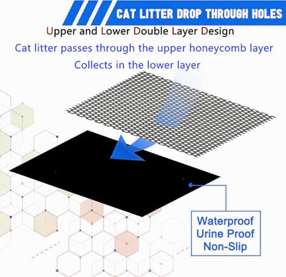 Double Layer Ultra Soft Cat Litter Mat - 23.4"x14.7" for Single Cat, BPA-Free, Upgraded Non-Slip & Urine-Proof Bottom Layer, Durable & Easy Clean, Gray - color: Grey, size: 23.4 X 14.7 Inches