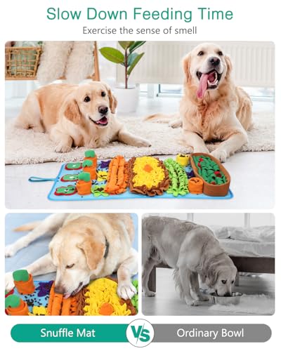 ORIA Snuffle Mat for Dogs, 32''x20'' Interactive Slow Feeder Mat for Boredom, Mental Stimulation, Stress Relief, Dog Puzzle Toy & Treat Mat for Small Medium Large Dogs Puppies - size: 32x20 inch