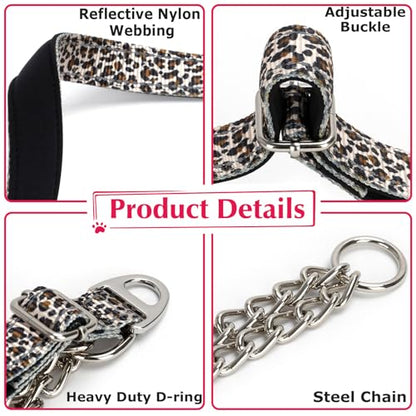 Reflective Martingale Dog Collar - Cartoon Pattern Adjustable No-Pull Training Collar with Safe Choke Chain Design for Medium, Large & XL Dogs(Cartoon L) - color: 11, size: L(Neck15"-22")