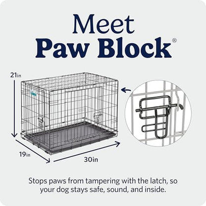 MidWest Homes for Pets 30-Inch iCrate for Medium Breeds, 21-40 lbs, Single Door Folding Dog Crate with Divider Panel, Leak-Proof Tray & Secure Latch, Portable, Durable & Easy to Assemble - size: 30.7"L x 19.3"W x 21.5"H