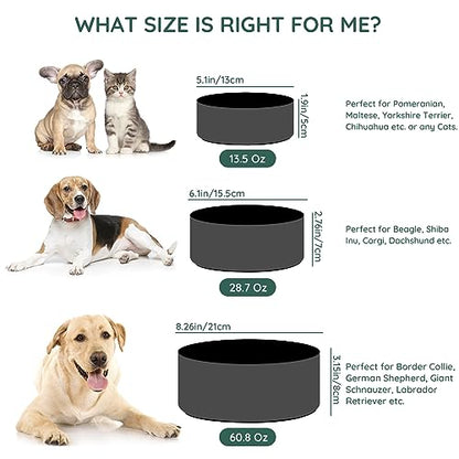 SPUNKYJUNKY 13.5OZ Ceramic Dog and Cat Bowl, Modern Cute Weighted Food Water Bowl for Replacement Black (1 Pack) - color: Black, size: 1.7 CUPS