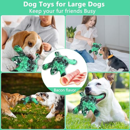 Letsmeet Heavy Duty Nylon Dog Bone Chew Toys - Real Bacon Flavor, Long-Lasting for Aggressive Chewers & Large Breeds - color: Green1