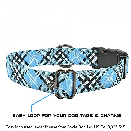Max and Neo Plaid Pattern NEO Dog Collar - We Donate a Collar to a Dog Rescue for Every Collar Sold (Blue, Small) - color: Blue Plaid, size: Small