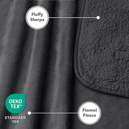 PetAmi Sherpa Fleece Waterproof CAT and Dog Blanket, Gray, Queen - color: Gray, size: Queen (90x90)