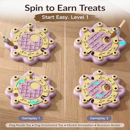 Dog Puzzle Toy, Large Size, 3 Levels of Step-by-Step Challenge Beginner to Advanced Slow Feeder & Mental Stimulation for Smart Dogs Enrichment Puppy Pink Toys - color: Pink