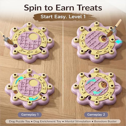 Dog Puzzle Toy, Large Size, 3 Levels of Step-by-Step Challenge Beginner to Advanced Slow Feeder & Mental Stimulation for Smart Dogs Enrichment Puppy Pink Toys - color: Pink