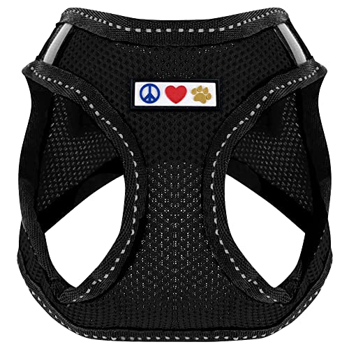 Pawtitas Dog Vest Harness Made with Breathable Air Mesh | All Weather Vest Harness for Extra Small Puppies and Large Cats with Quick-Release Buckle - Extra Small Black Mesh Dog Harness - color: Black, size: X-Small (Pack of 1)