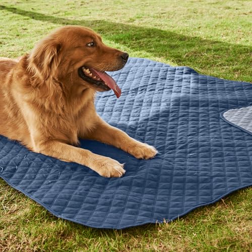 NICETOWN Couch Cover, Sofa Covers for Large Dogs, Pets Dog Furniture Cover Protector, Reversible and Water Resistant, 82" Wide x 82" Long, 1 Panel, Navy/Stone Blue - color: Navy/Stone Blue, size: 82"L x 82"W x 0.15"Th