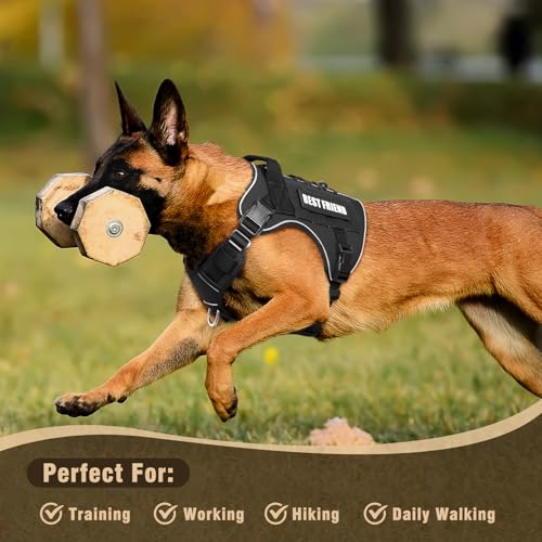 Tactical Dog Harness Medium Sized Dog,No Pull Military Dog Vest with Handle,Reflective Heavy Duty Pet Harness for Walking Hiking Training Black M - color: Black, size: Medium