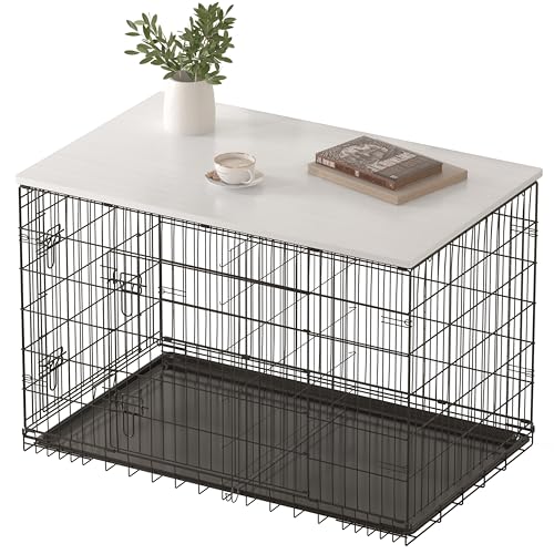 Dog Crate Topper Wood Countertop for 48 42 36 30 24 inch Dog Cage, Dog Crate Cover,Dog Kennel Topper(Crate Not Include) (White, for 42 Inch Crate) - color: White, size: 42.0"L x 27.6"W x 0.6"H